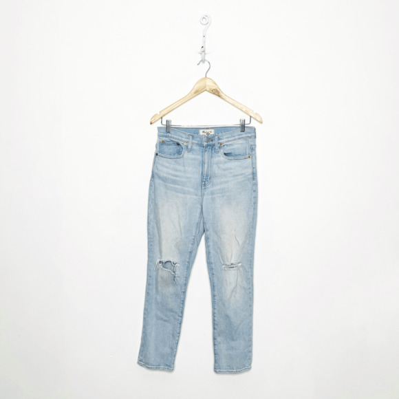 MADEWELL the high rise slim crop boyjean in Dumas Wash Ripped Edition womens 26 - Picture 1 of 7